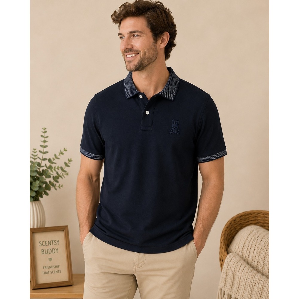 Psycho Bunny Polo Shirt Mens 5 Black Pima Cotton Short Sleeve Logo Peru